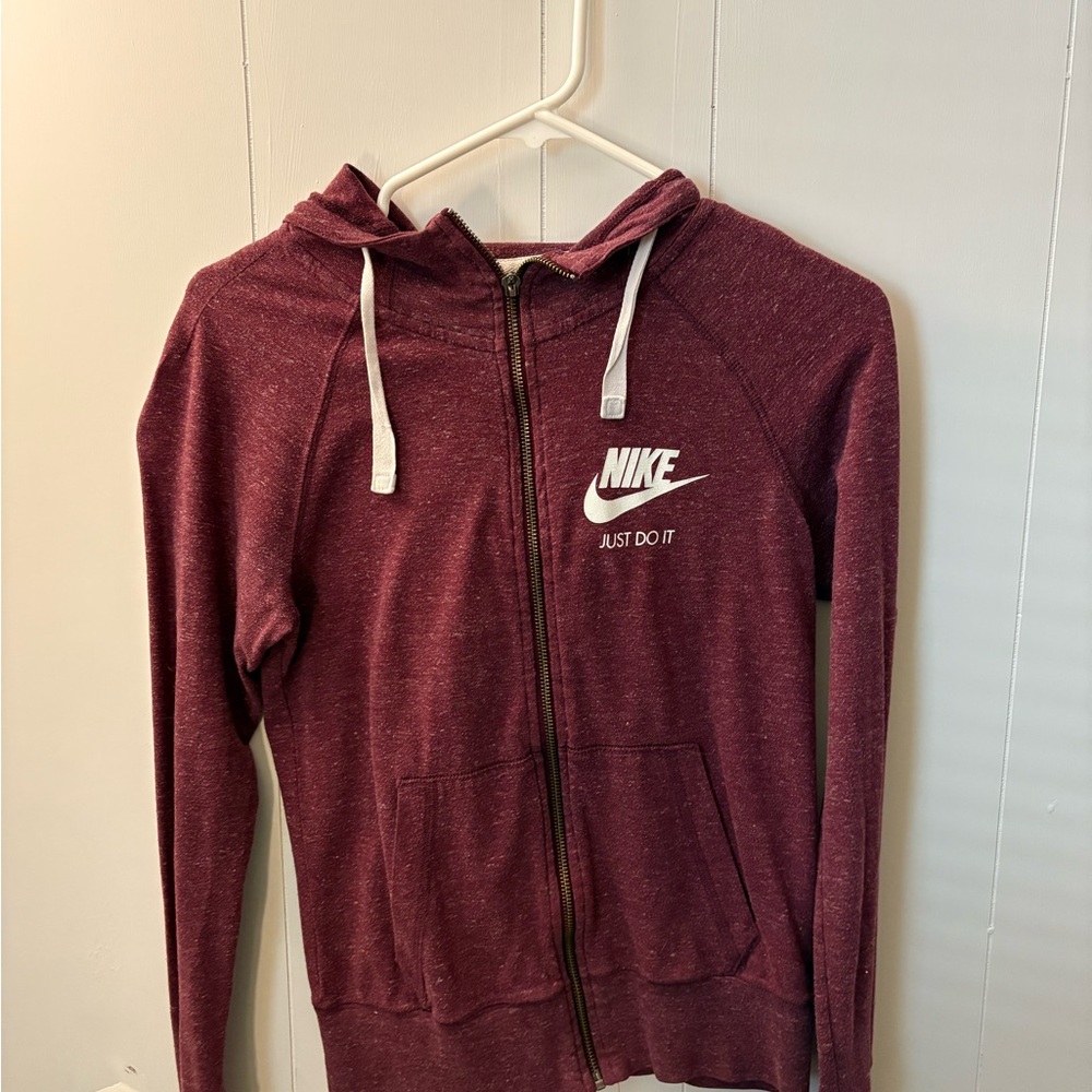 Nike Burgundy Hoodie with White Accents